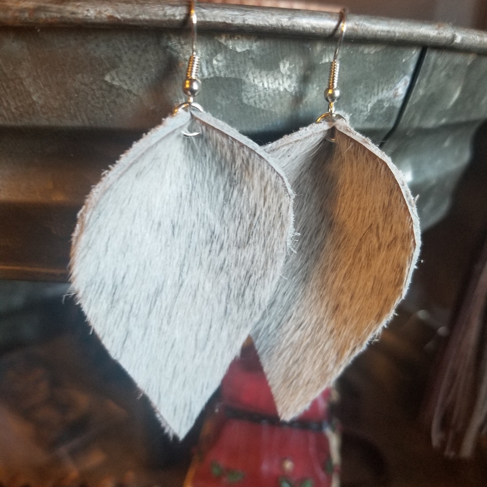 Hand made real leather earrings